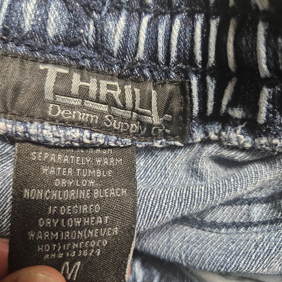 Thrill Denim Jogger Pants Elastic Waist Drawstring Stretch Womens M/31 Acid Wash - Picture 3 of 10